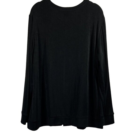 Chicos Travelers Jacket Size XL Solid Black Hook & Eye Front Long Sleeve - Picture 2 of 8